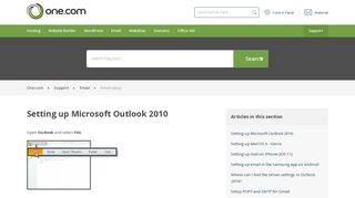 Setting up Microsoft Outlook 2010 – Support | One.com