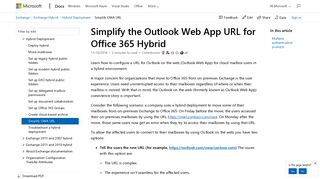 Simplify the Outlook Web App URL for Office 365 Hybrid | Microsoft Docs