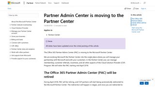 Preparing to move from Partner Admin Center to Partner Center ...