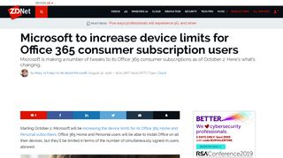Microsoft to increase device limits for Office 365 consumer ... - ZDNet