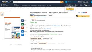 Microsoft Office 365 Personal | 1 user | 1 year | PC/Mac ... - Amazon UK