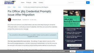 Fix Office 365 Credential Prompts Issue After Migration