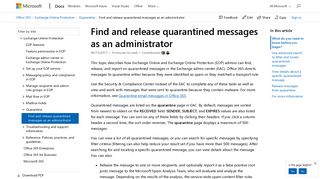 Find and release quarantined messages as an administrator ...
