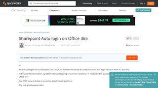 Sharepoint Auto login on Office 365 - Spiceworks Community