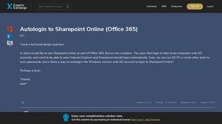 Autologin to Sharepoint Online (Office 365) - Experts Exchange