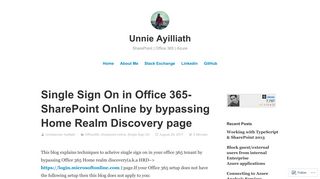 Single Sign On in Office 365-SharePoint Online by bypassing Home ...