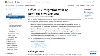 Office 365 integration with on-premises environments | Microsoft Docs