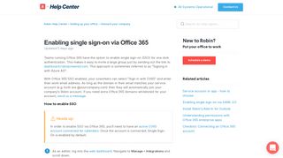 Enabling single sign-on via Office 365 – Robin Help Center