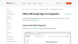 Office 365 Single Sign On Integration - Auth0