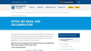 Office 365 Email and Collaboration - Emmanuel College