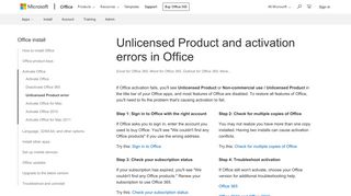 Unlicensed Product and activation errors in Office - Office Support