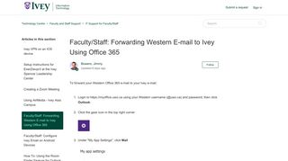 Faculty/Staff: Forwarding Western E-mail to Ivey Using Office 365 ...