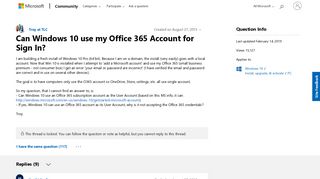 Can Windows 10 use my Office 365 Account for Sign In? - Microsoft ...