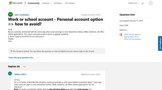Work or school account - Personal account option => how to ...