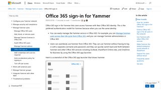 Office 365 sign-in for Yammer | Microsoft Docs