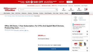 Office 365 Home 1 Year Subscription For 5 PCsApple ... - Office Depot