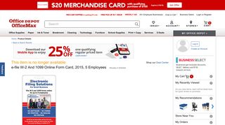 e file W 2 And 1099 Online Form Card 2015 5 ... - Office Depot