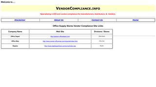 Office Supply Stores Vendor Compliance Web Site Links