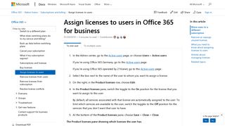 Assign licenses to users in Office 365 for business | Microsoft Docs