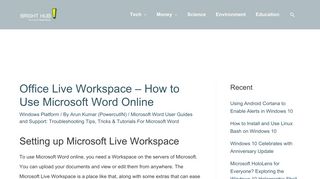 Office Live Workspace - How to Use Microsoft Word Online - Bright Hub