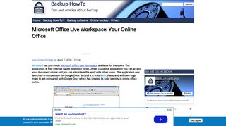 Microsoft Office Live Workspace: Your Online Office | Backup HowTo
