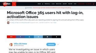 Microsoft Office 365 users hit with log-in, activation issues | ZDNet