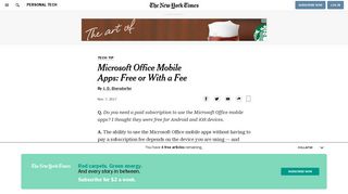 Microsoft Office Mobile Apps: Free or With a Fee - The New York Times