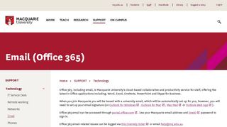 Staff Portal - Email (Office 365) - MQ Staff - Macquarie University