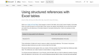 Using structured references with Excel tables - Office Support