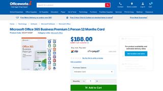 Microsoft Office 365 Business Premium 1 Person 12 ... - Officeworks