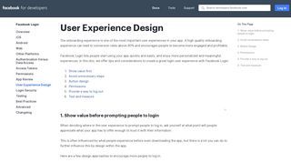User Experience Design - Facebook Login - Facebook for Developers