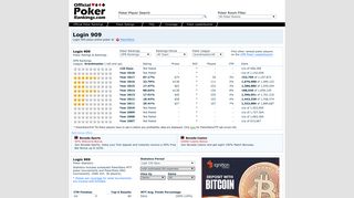 LOGIN 909 Poker Results and Statistics - Official Poker Rankings