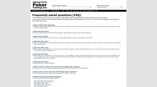 Official Poker Rankings - Online Poker Database - FAQ