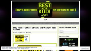 Stay clear of Offside Streams and Usemytv Kodi Addons - Best for Kodi