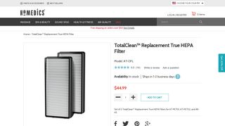 HoMedics TotalClean True HEPA Air Purifier Replacement Filter (AT ...