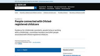 People connected with Ofsted-registered childcare - GOV.UK