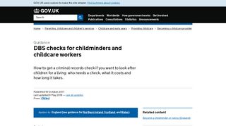 DBS checks for childminders and childcare workers - GOV.UK