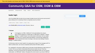 leader login - Community Q&A for OSM, OGM & OBM