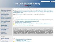 Ohio Board of Nursing / Nurse Licensure Information