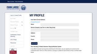 My Profile Information - Ohio Business Central - Ohio Business Filings