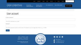 User account | Ohio Christian University