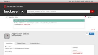Status of application - BuckeyeLink - The Ohio State University