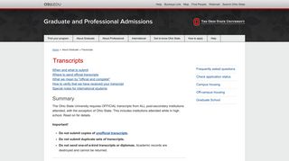 Transcripts - Graduate and Professional Admissions > The Ohio State ...