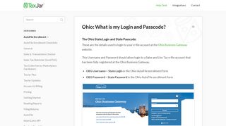 Ohio: What is my Login and Passcode? - TaxJar Support
