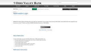 NetInvestor Login :: Ohio Valley Bank