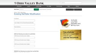 Existing NetTeller Modification | Ohio Valley Bank