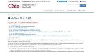 Ohio Medicaid Consumer Hotline - MyCare Ohio FAQ