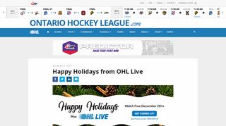 Happy Holidays from OHL Live – Ontario Hockey League