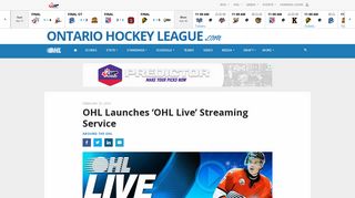OHL Launches 'OHL Live' Streaming Service – Ontario Hockey League