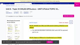 Unit 8 - Topic 10 OHLEG SPOs.docx - Course Hero